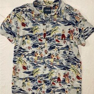 Kolby men’s S/P 100% rayon Hawaiian button up shirt